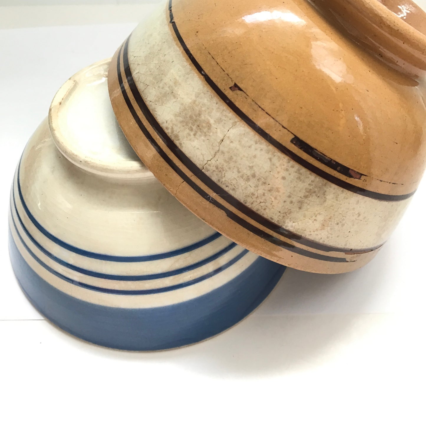 2 Small Stoneware Bowls, Primitive Kitchen Decor