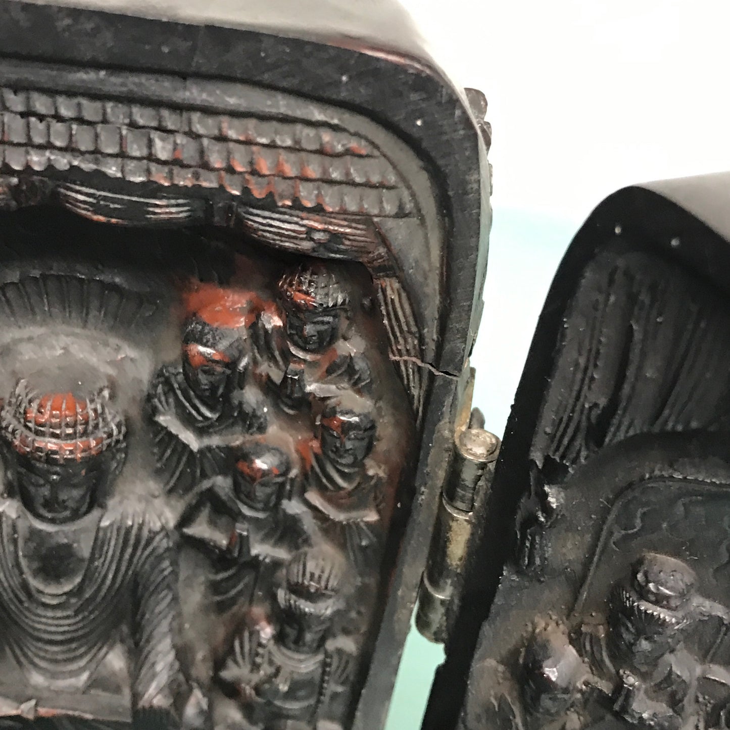 Vintage Buddha Triptych, Portable Shrine