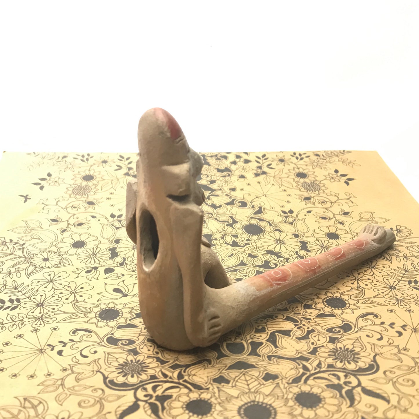 Handmade Clay Pipe, South American Effigy Pipe, Anthropomorphic Ceremonial Smoking Pipe