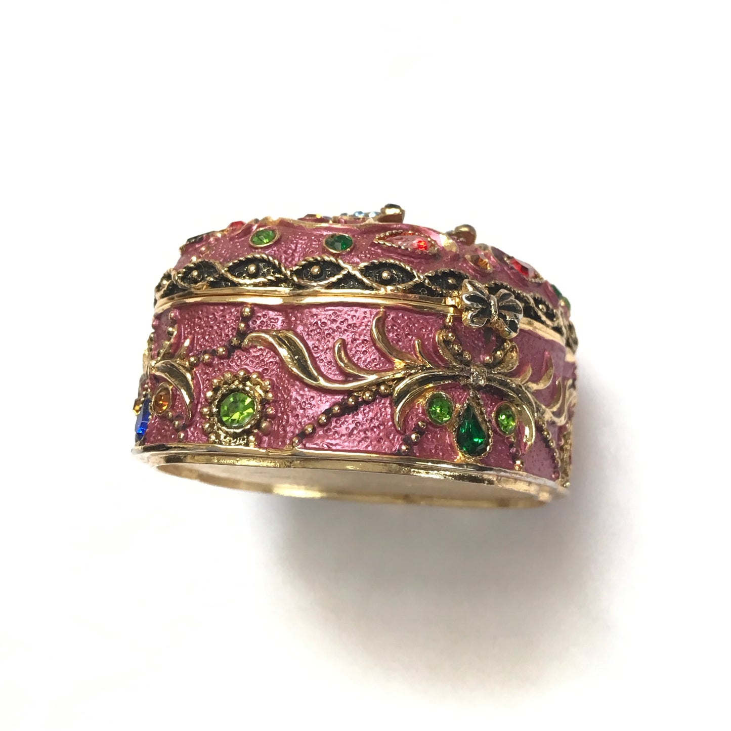 Enamel and Rhinestone Ring or Pill Box