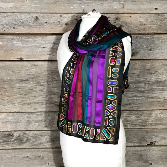 Wearable Art Bob Mackie Jewel Print, Long Silk Scarf