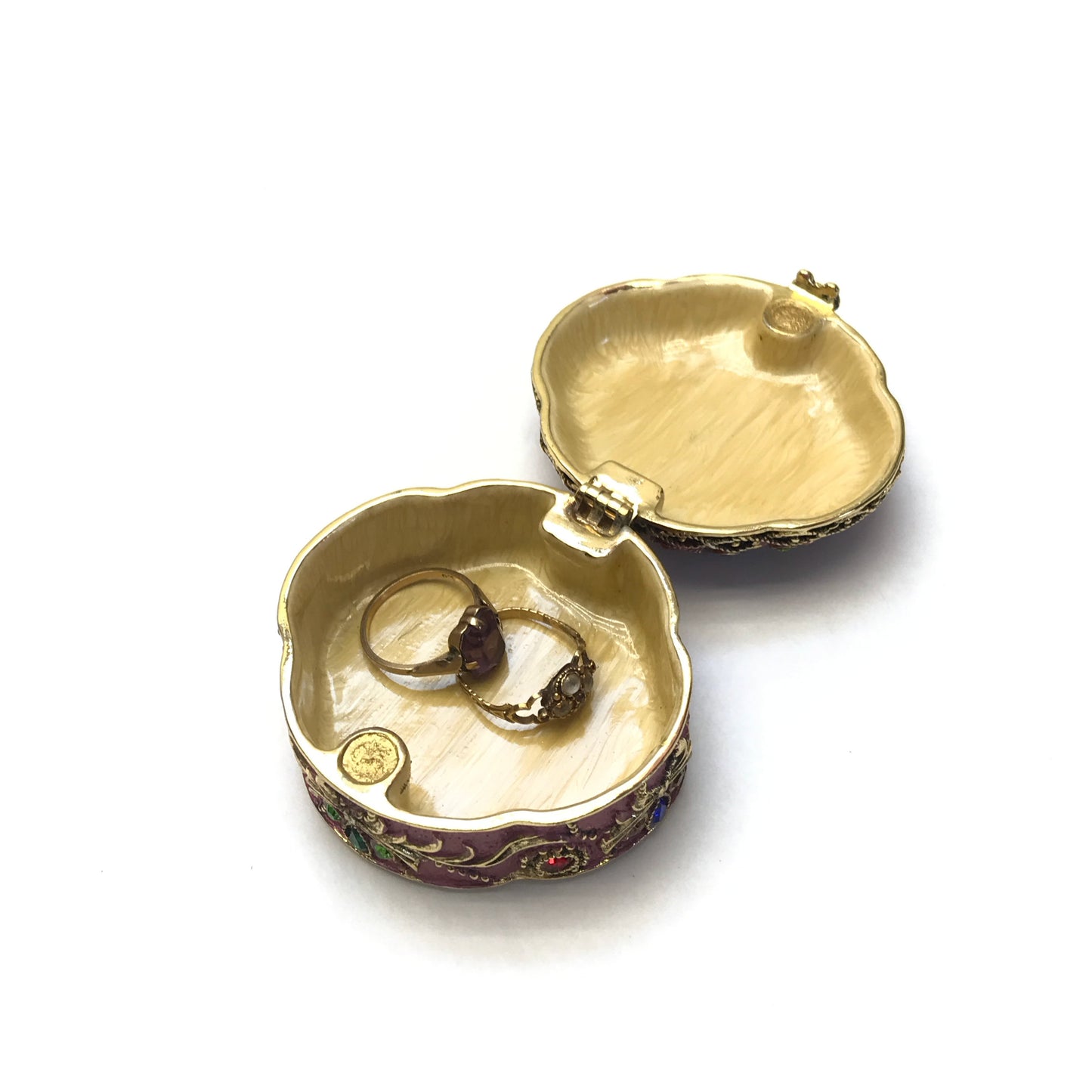 Enamel and Rhinestone Ring or Pill Box