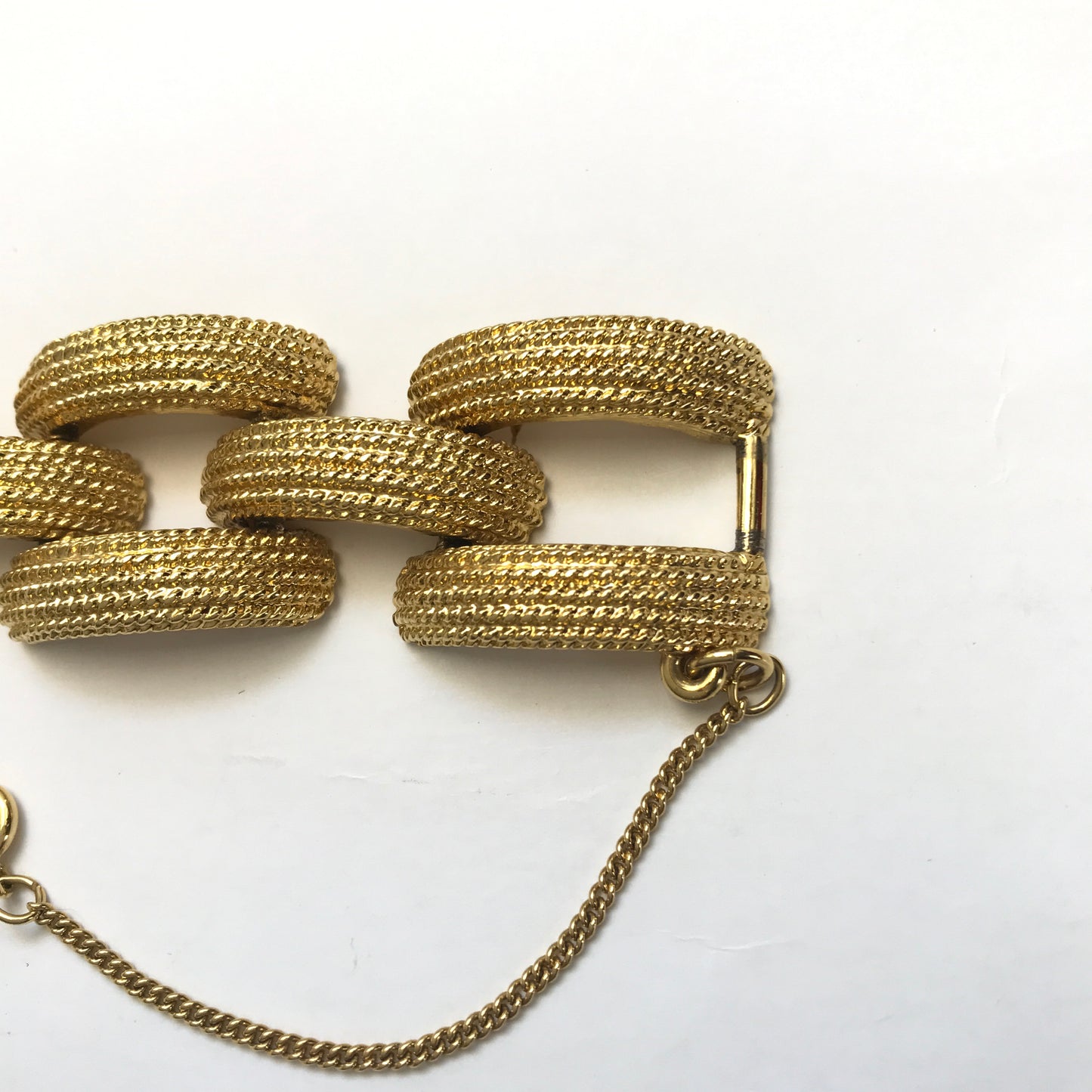 Monet Gold Tone Boxy Chain Link Bracelet, Vintage Costume Jewellery, Security Chain