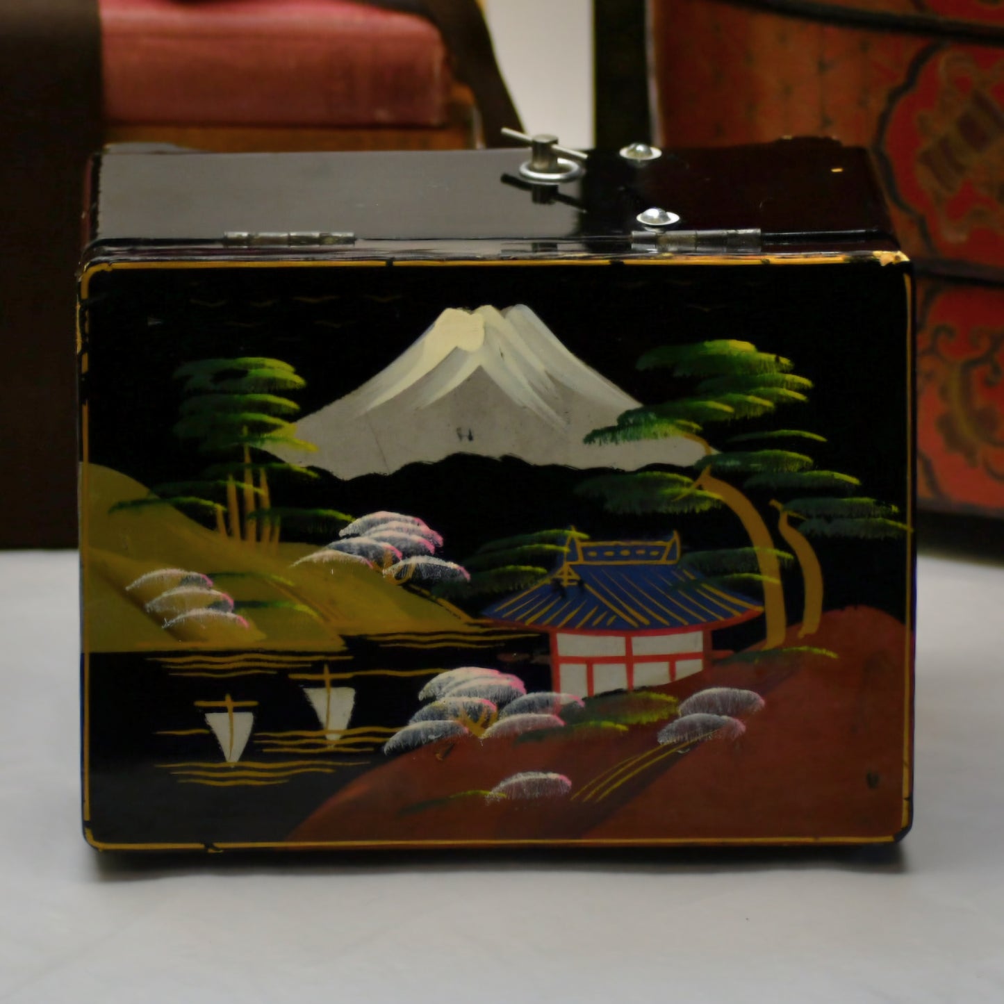 Vintage Ballerina Jewellery Box Musical Trinket Box Asian Lacquerwork WEAR & TEAR