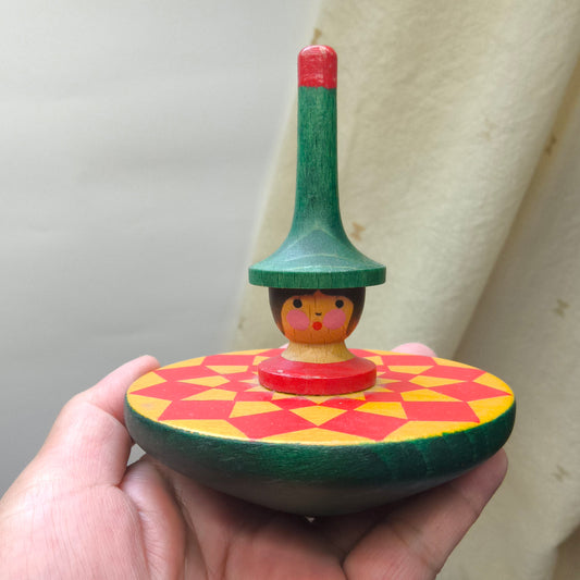 Vintage German Breitschwerdt Holzspielzeug Wooden Spinning Top, Wood Child's Toy