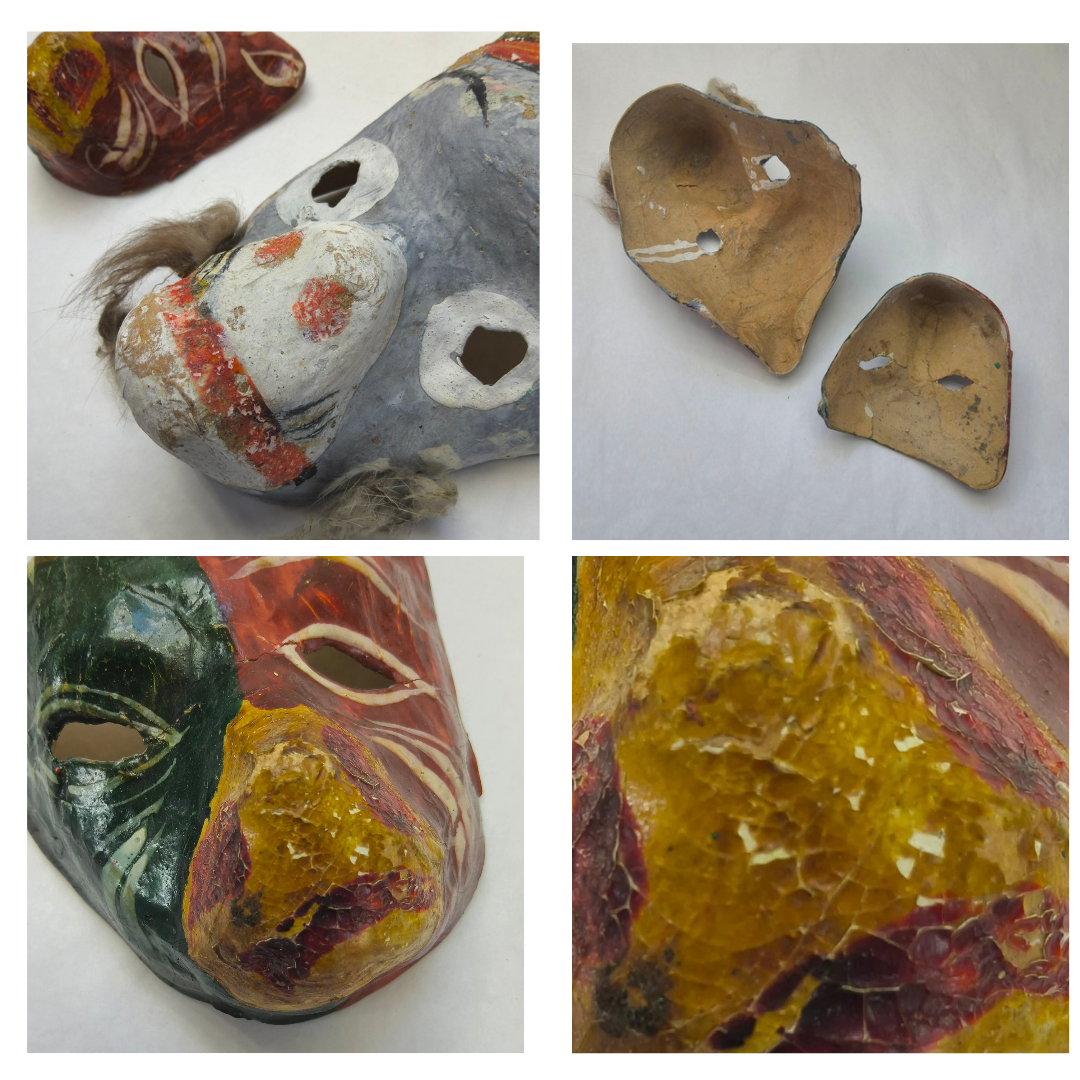 1930s Paper Mache Masks From Mexico WELL LOVED & Distressed, Lot of 5