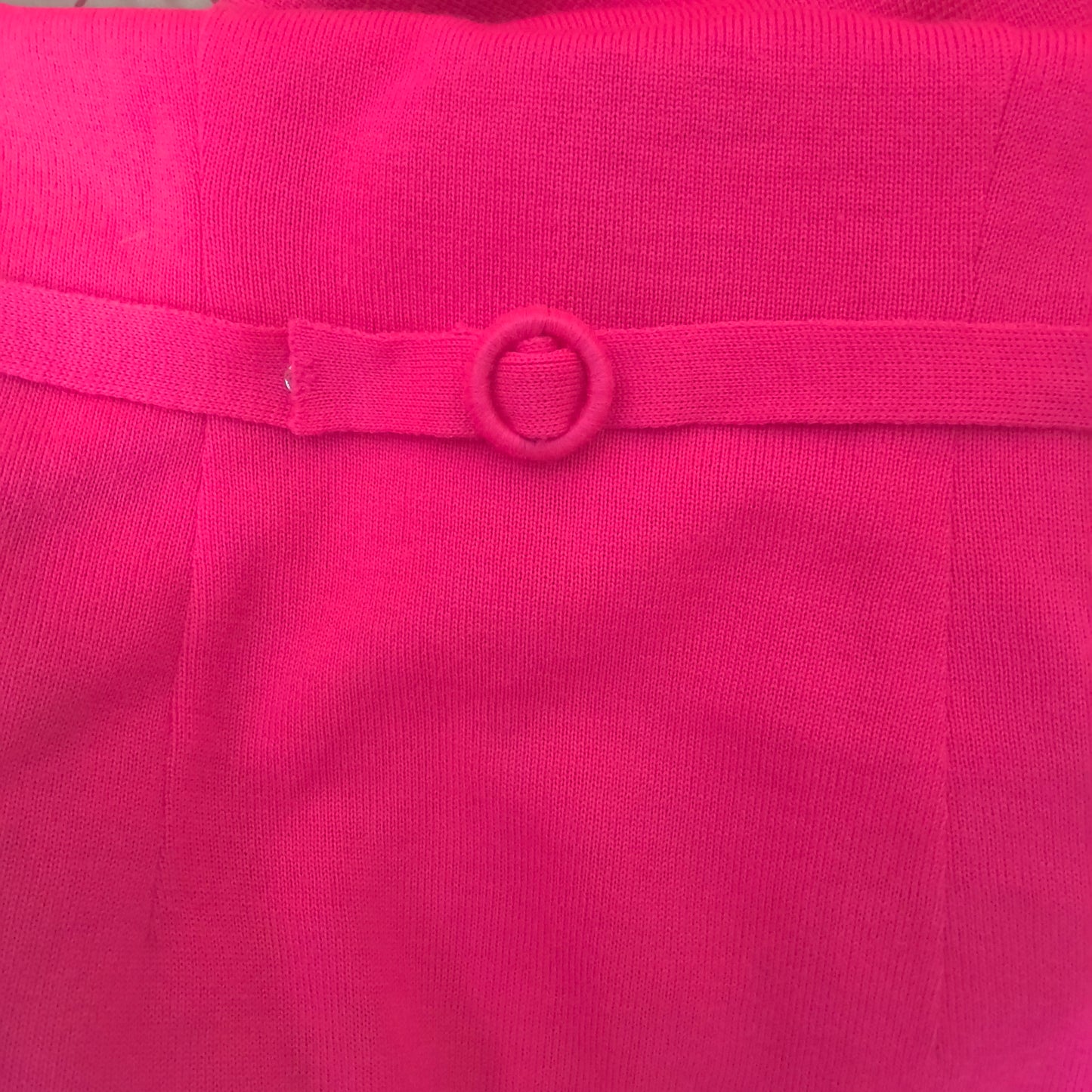 Hot Pink Wool Twin Set with Hand Beaded Embroidery, circa 1960, Dress and Sweater
