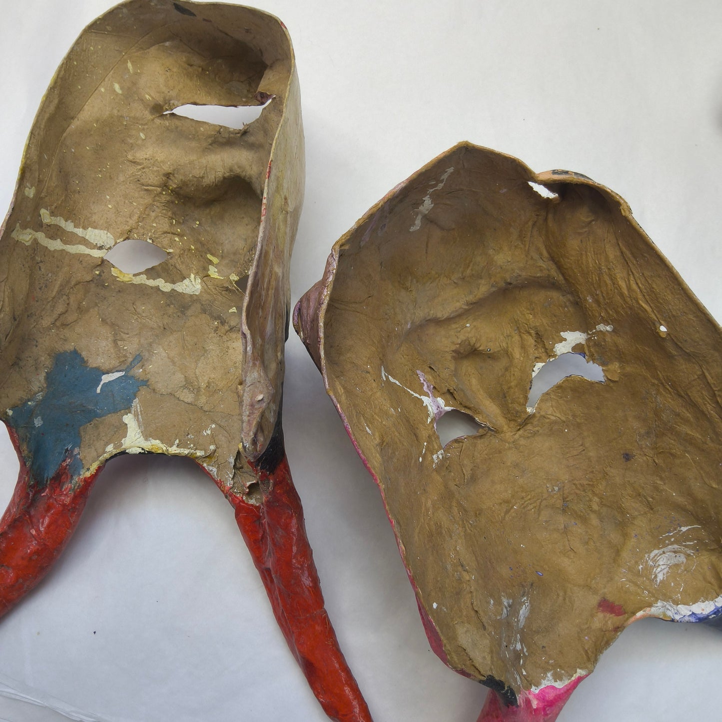 1930s Paper Mache Masks From Mexico WELL LOVED & Distressed, Lot of 5