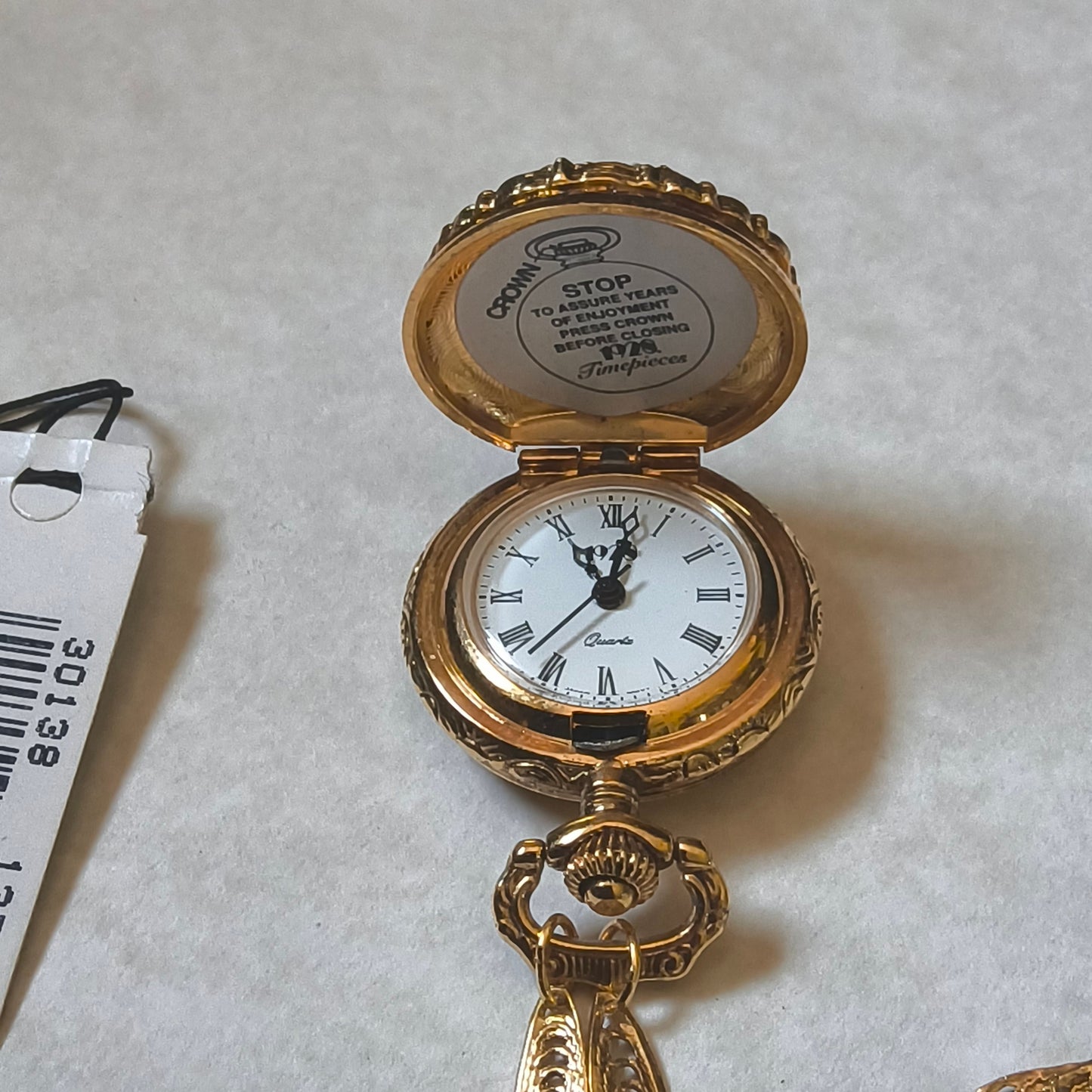 Pocket Watch Style Necklace, 1928 Brand, Quartz Battery Operated Watch