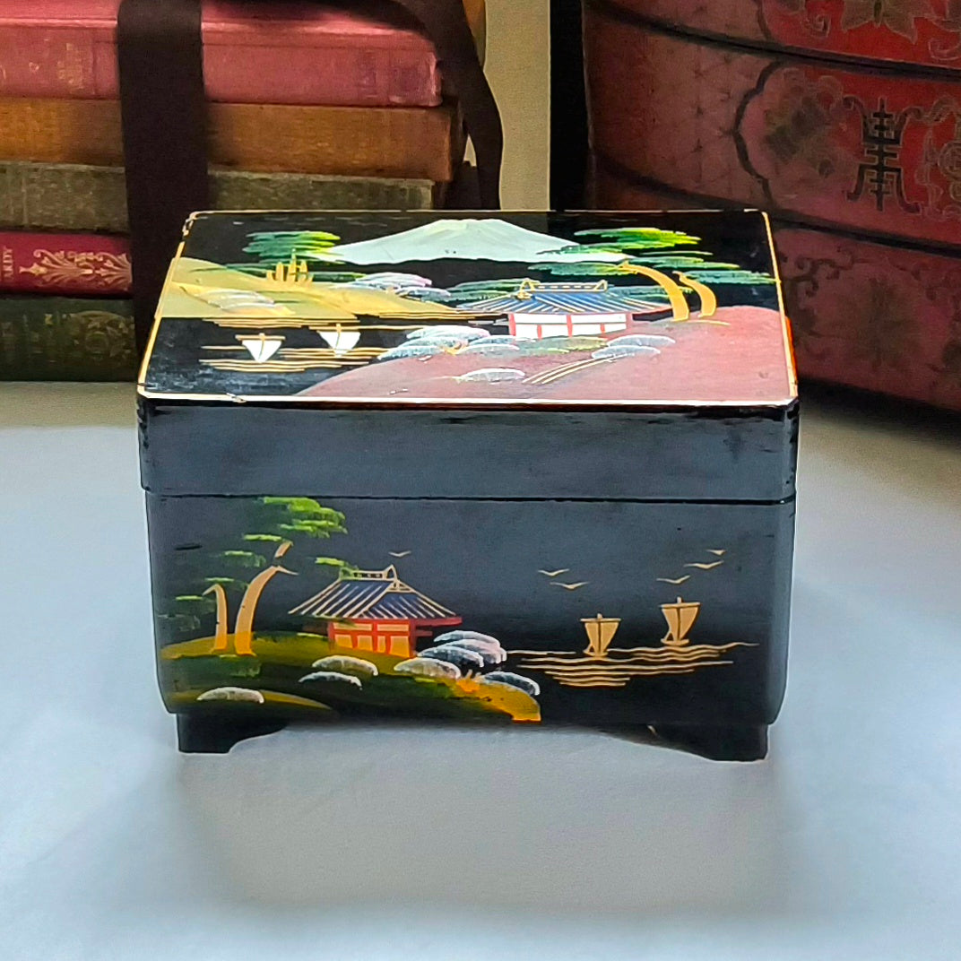 Vintage Ballerina Jewellery Box Musical Trinket Box Asian Lacquerwork WEAR & TEAR