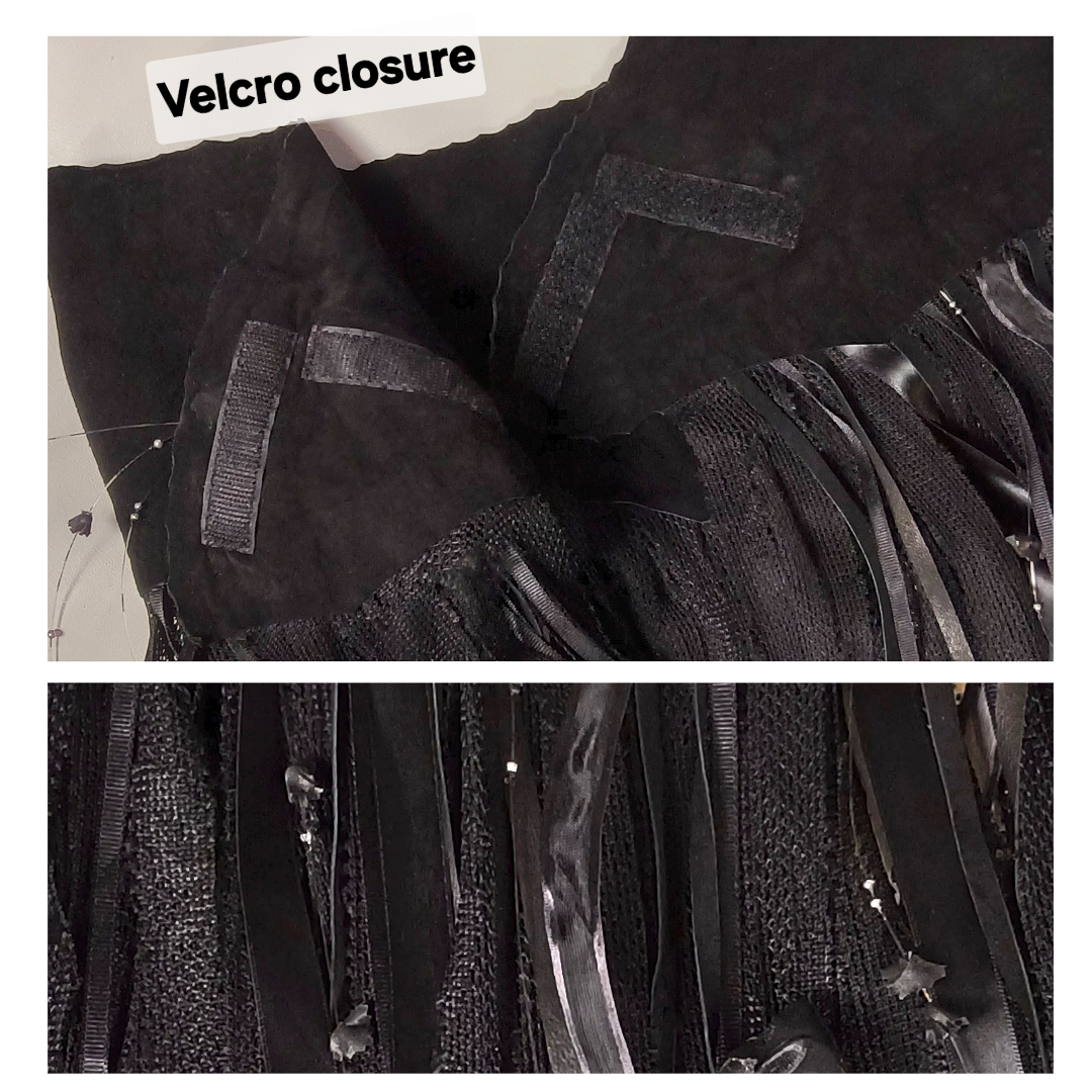 Retro Black Suede Belt or Skirt Overlay with Tassels, Pat Dahnke, Western Style