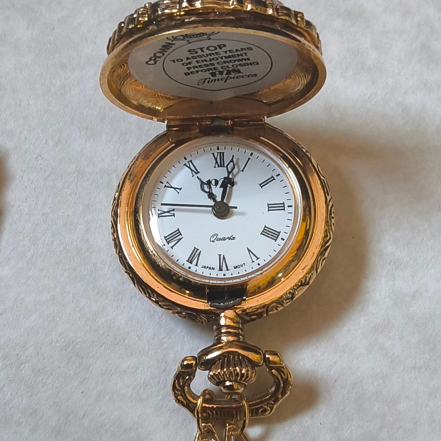 Pocket Watch Style Necklace, 1928 Brand, Quartz Battery Operated Watch