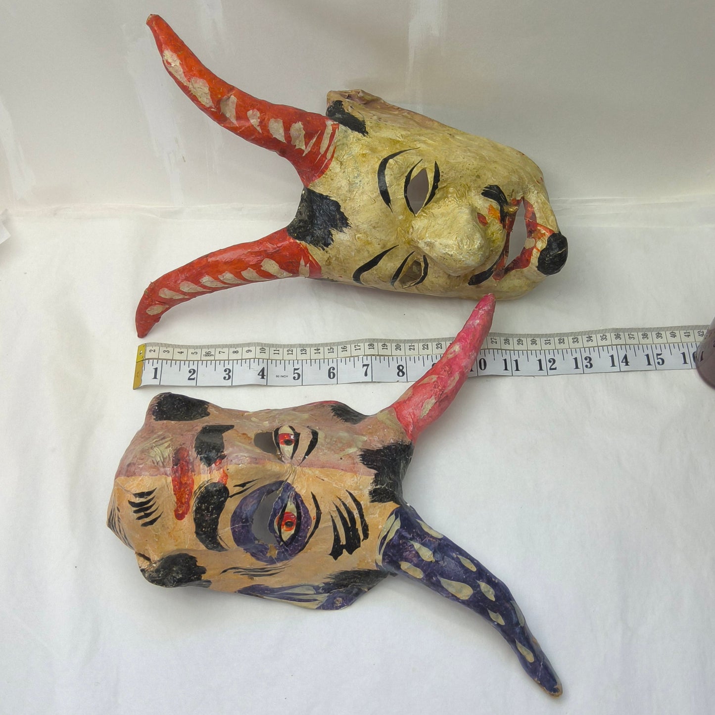1930s Paper Mache Masks From Mexico WELL LOVED & Distressed, Lot of 5