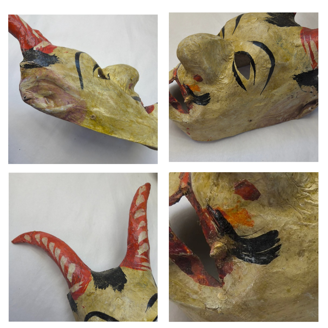 1930s Paper Mache Masks From Mexico WELL LOVED & Distressed, Lot of 5