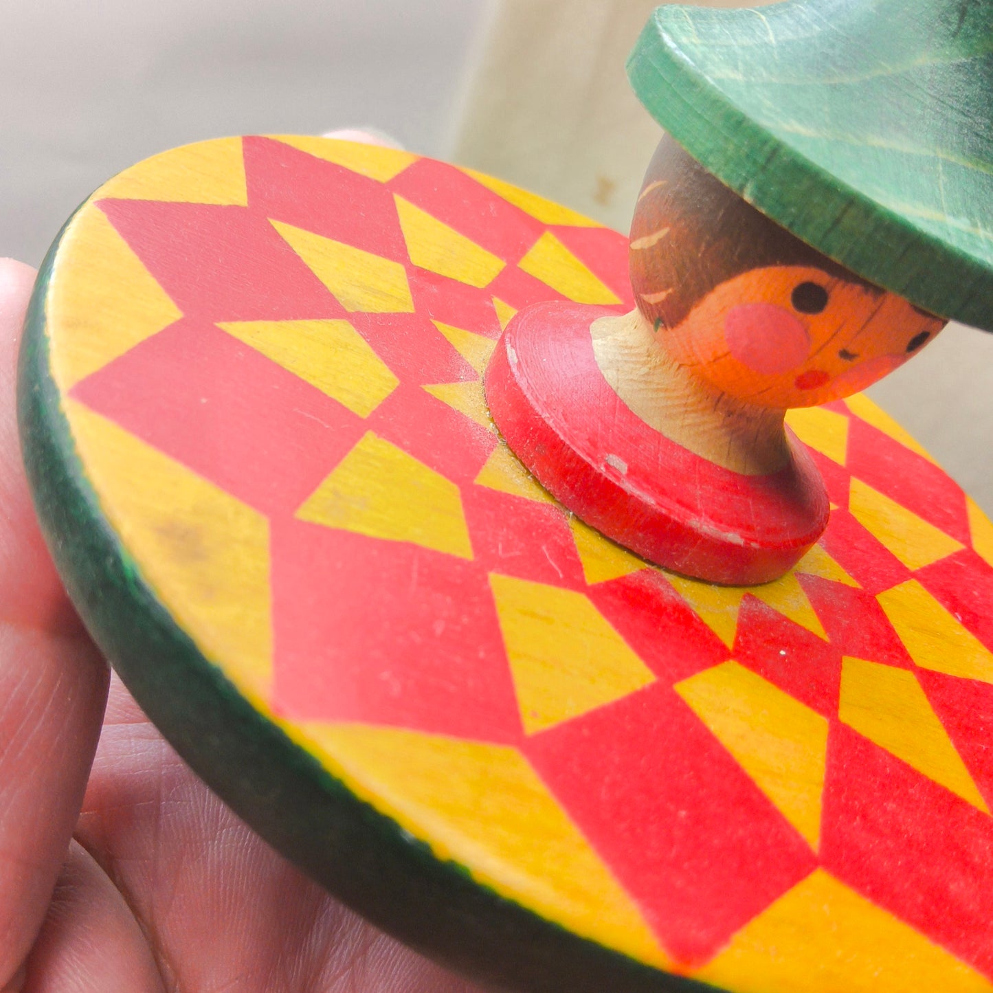 Vintage German Breitschwerdt Holzspielzeug Wooden Spinning Top, Wood Child's Toy