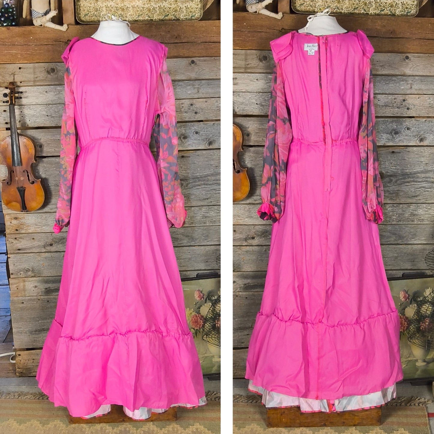 Vintage Jean Allen Floral Maxi Dress, Polyester