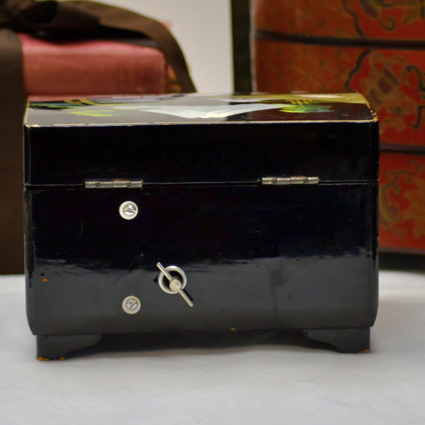 Vintage Ballerina Jewellery Box Musical Trinket Box Asian Lacquerwork WEAR & TEAR